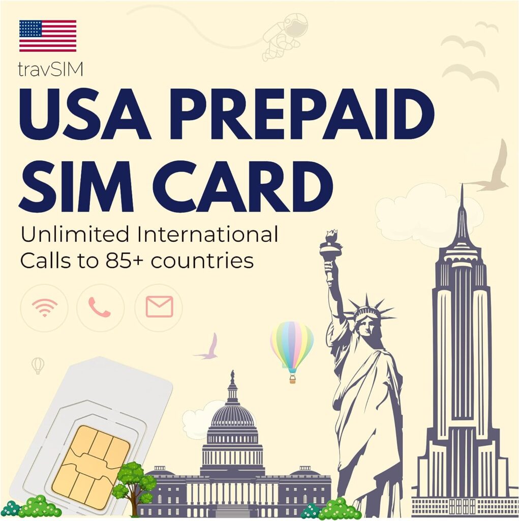 travSIM USA SIM Card | 9GB Mobile Data at 4G/5G Speeds | Unlimited Local Calls  SMS | Unlimited International Calls to 85+ Countries | USA SIM Card 30 Days